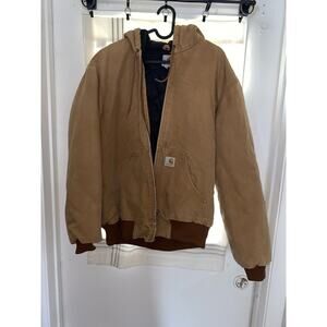 Vintage Carhartt Brown Hooded Quilt Lined Jacket Size M Made In USA